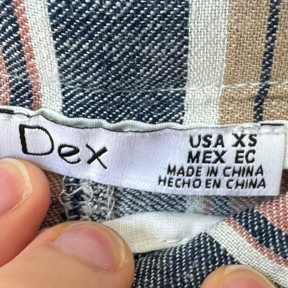 Dex Linen Blend High Rise Multi Colour Stripe Waist Tie Pants Women's Size XS - Picture 8 of 9